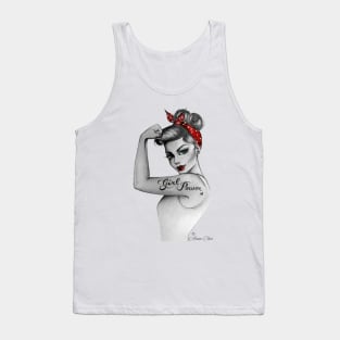 Girl Power by Anne Cha Pin up Modern Rosie the Riveter Tank Top